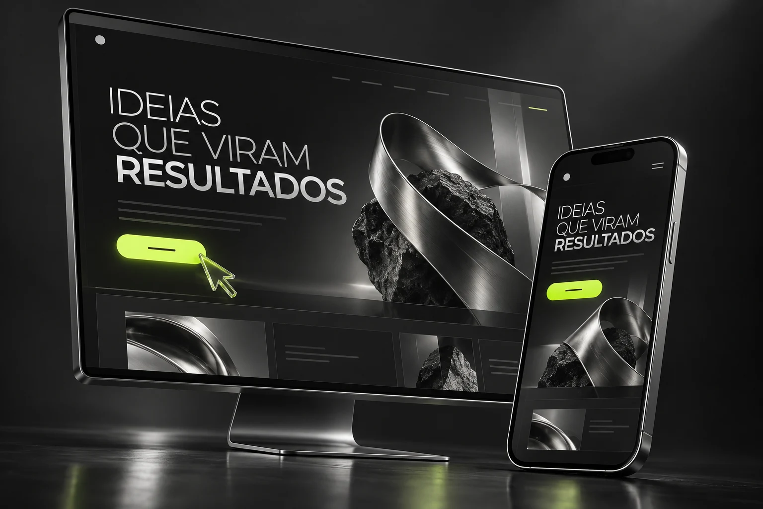Design de landing page adaptada ao computador e celular